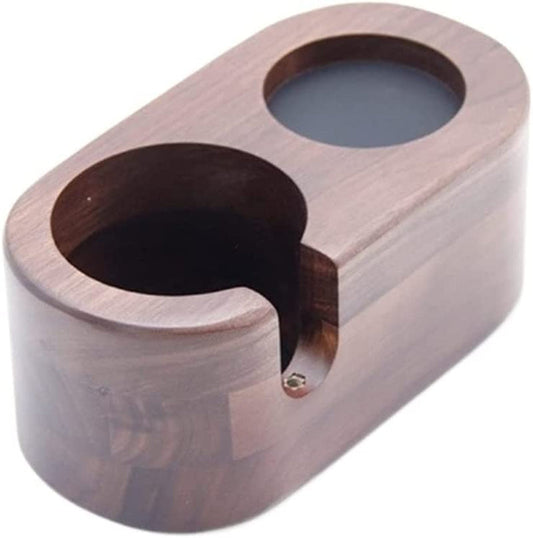 Walnut Wood Coffee Machine Handle Support Seat Espresso Tamper Mat Stand Coffee Maker Support Base Rack Coffee Accessories Tool (Color : 2 Holes 58Mm)