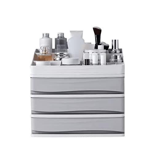 JULY'S SONG Makeup Organizer with Drawers Tray for Cosmetic Storage, Large Bathroom Countertop Make up Organizers Display Box for Brushes Lipstick Nail