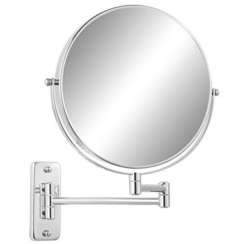 FFowcye 9" Magnifying Wall Mount Makeup Vanity Mirror,1x/7x Double-Side Makeup Mirror with Magnification,Swivel Extendable Shaving Face Mirror for Bathroom, Wall Mirror for Chrome