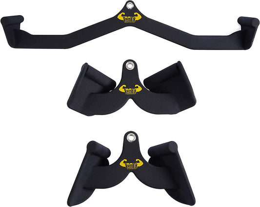 Veinkik Home Gym Fitness LAT Pull down Bar Set, Fits Cable Machine Attachments, Bicep Curl Tricep Pull down Bar, Back Strength Training Handle Grips , Home Gym Accessories for Men Women