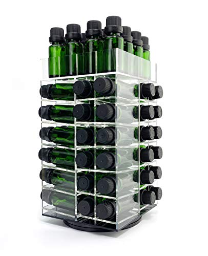 Essential Oil Storage Rack Rotating Tower Organizer Acrylic Clear Display Holder for 64 bottles 5ml 10ml 15ml (Bottles not Included)