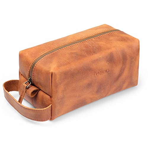 Londo Genuine Leather Travel Toiletry, Makeup, Shaving Organizer Bag - Dopp Kits - Unisex