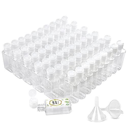 Foochy 120 Pack Clear Plastic Refillable Flip-Top Bottles for Hand Sanitizer Shampoo Lotion,etc - BPA/Parabens Free, 60ml/2oz