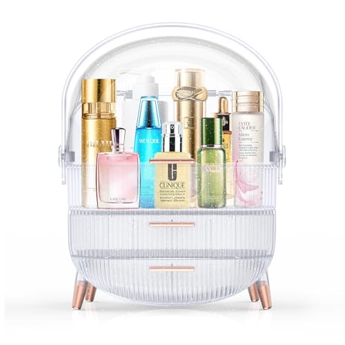 NLZFK Makeup Organizer for Vanity, Fabulous Skincare Organizer, Fit for Bathroom,Living room,Bedroom Countertop,College Dorm (Crystal White)