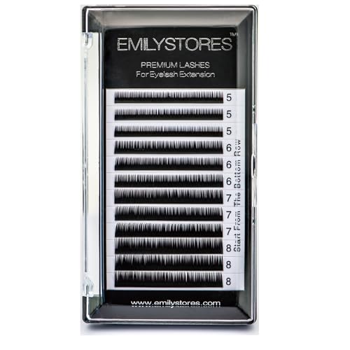 EMILYSTORES Bottom Lash Extension Eyebrow Eyelash Extensions Under Lower False Lashes Mixed J Curl 0.10mm Length 5mm 6mm 7mm 8mm In One Tray