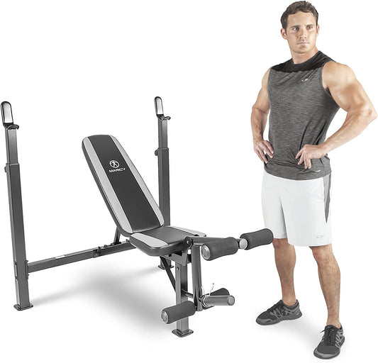 Marcy Olympic Weight Bench, Workout Benches for Home with Leg Developer, Alloy-Steel, Black | MWB-4491