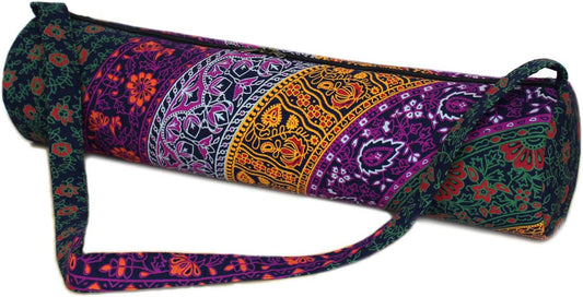 ABABILART Indian Six Color Mandala Yoga Mat Carrier Bag with Adjustable Shoulder Strap Throw
