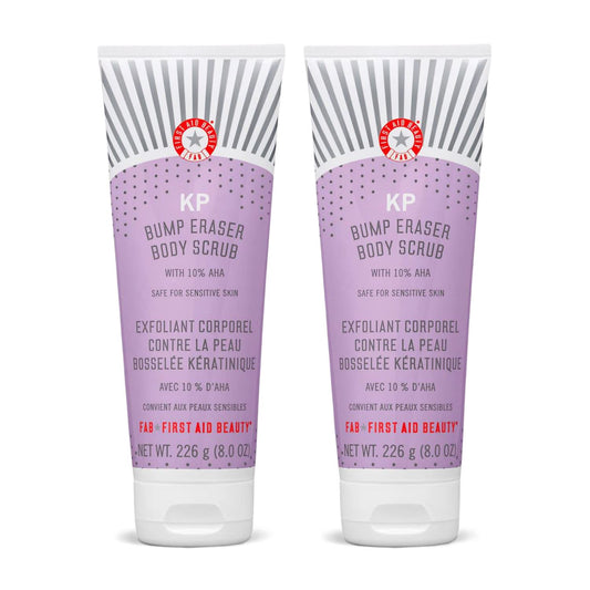 First Aid Beauty KP Bump Eraser Body Scrub Exfoliant for Keratosis Pilaris with 10% AHA Ð 2 8oz Tubes, 16 oz Total