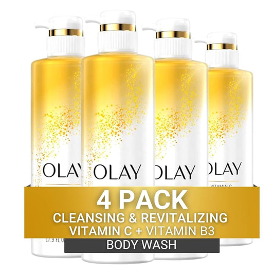 Olay Body Wash with Vitamin C and Vitamin B3, Cleansing & Revitalizing, 20 FL Oz (Pack of 4)