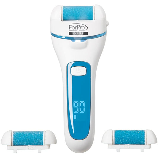 ForPro Expert Rechargeable Foot Care Callus Remover Kit, Electric Callus Remover for Feet, Portable Pedicure Tool with 3 Replaceable Heads
