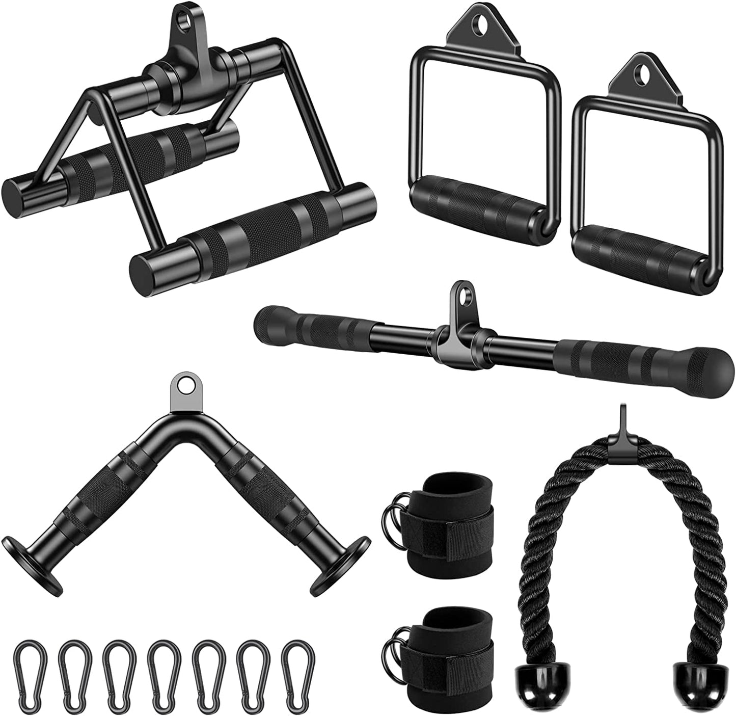 Ulalov LAT Pull down Bar with Handls, Pull down Machine Attachments, 27In/70Cm Bar with 880Lbs Loading, V Handle,Straight Bar,D Handles, Solid Steel Material with Handle for Home Gym