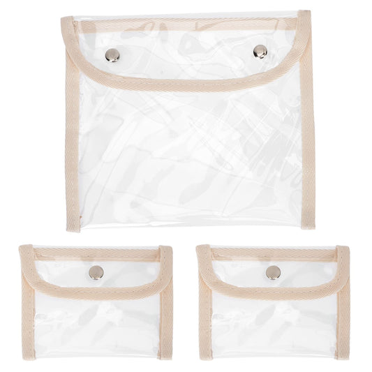 LUOZZY 3 Pcs PVC Toiletry Carry Pouch Waterproof Snap Button Clear Bag Portable Storage Bag for Travel Bathroom Organizing