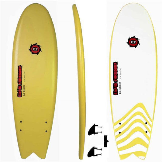 Liquid Shredder FSEZ510-YW 5 Ft. 10 In. Retro Fish Surfboard&#44; Yellow