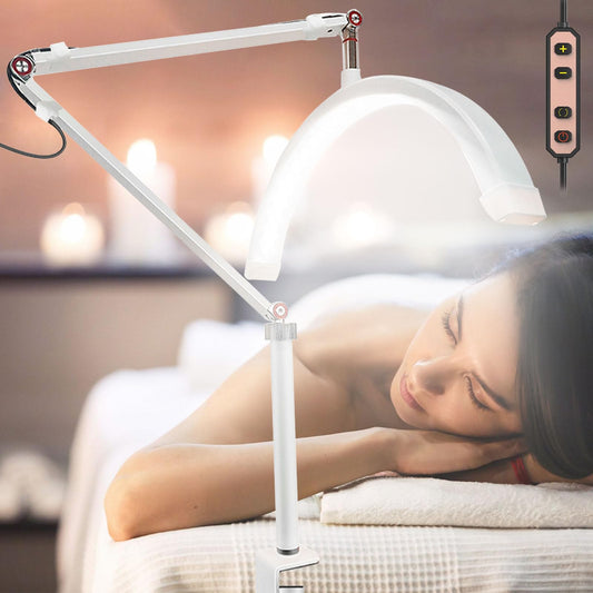 Erinaik LED Lash Light Lash Lamb for Eyelash Extension, Half Moon Eyelash Lamp with Phone Holder for Makeup Nail Art Tattoo Skincare-Adjustable Height Brightness and Color Temperature 3000K-6000