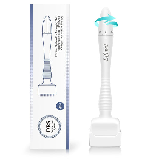 Lifewit Adjustable Microneedling Derma Stamp, Derma Roller Alternative, Reusable Microneedle pen with Needle Cover, Skin Care Tools for Face Body, Hair Beard Growth