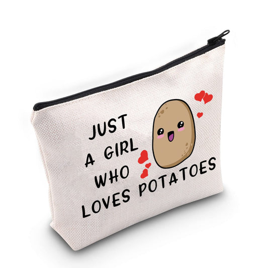 G2TUP Potato Lover Gift Who Loves Potatoes Makeup Bag Potato Queen Cosmetic Bag Food Lover Gift Zipper Travel Bag (Who Loves Potatoes)