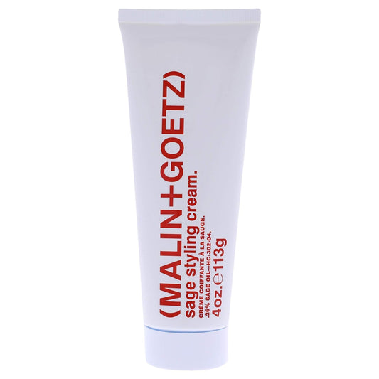 Malin + Goetz sage styling cream, lightweight, versatile for all hair types & textures. Smoothes, tames frizz, defines curls, shine without residue. natural fragrance. vegan and cruelty-free