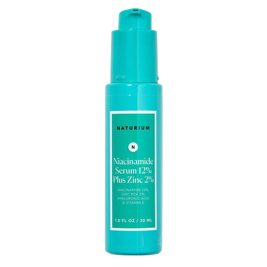 Naturium Niacinamide Face Serum 12% Plus Zinc 2%, Skin Complexion Treatment & Pore Minimizer, with Hyaluronic Acid & Vitamin E, 1 oz