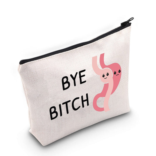 G2TUP Surgery Gastric Awareness Gift Bye B*tch Makeup Bag Gastric Sleeve Bariatric VSG Cosmetic Bag Gastric Sleeve Surgery Medical Gift Travel Bag (Bye B*tch White Bag)