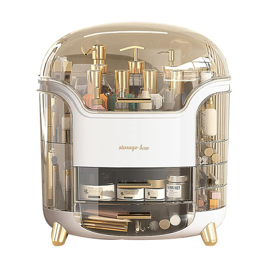JINJILY Dustproof Cosmetic Storage Box,Cosmetics Skincare Jewelry Lipstick Organizer,Multi-Function Make Up Case,Cosmetics Storage Box,makeup organizer with lid (White)
