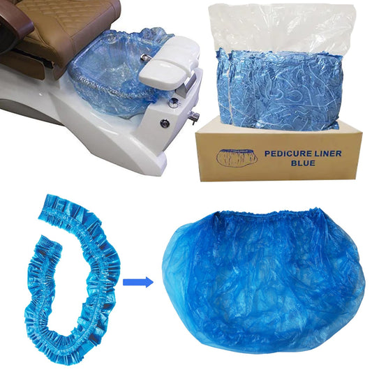 LVKN Disposable Pedicure Liners for Pedicure Nails Spa, Blue 120cm / 47.25in, One Size Fits Most Pedicure Spa Chair 50pcs