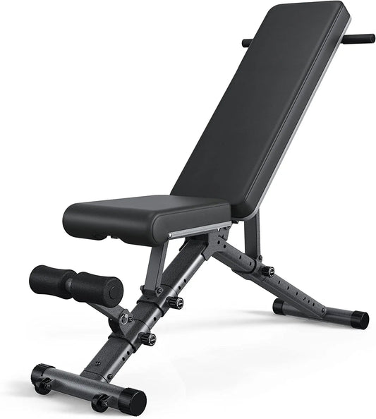 BARWING 10-7-4-3 Weight Bench Adjustable Exercise | 800 LB Heavy Incline Decline Bench Press for Home Gym More Stable and Posture Adjustments | 5 Min Easy Assembly Foldable Training Lifting Bench | Dragon Flag Handle for Abdominal Arm Workout
