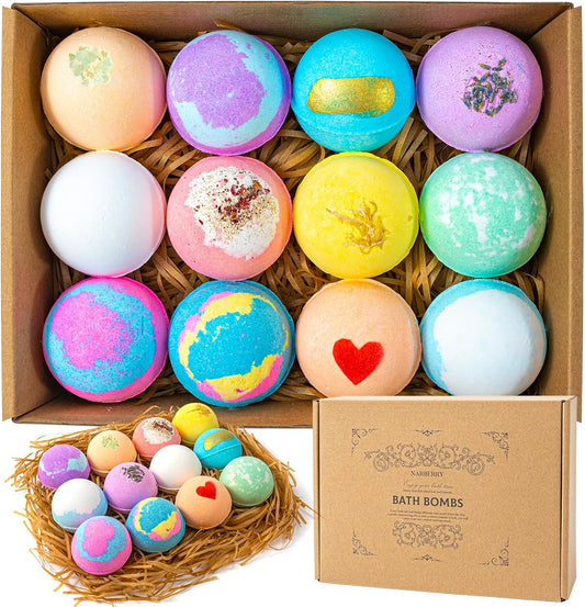 NARBERRY Bath Bombs for Women Relaxing,12 Pack Lavender Vanilla Essential Oil Bath Bombs Gift Set,Luxury Spa Bubble Bath Set,Organic Fizzies Bathbombs,Birthday Christmas,Great Gifts for Mom,Girlfriend