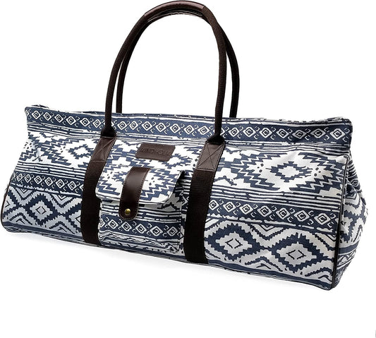 Kindfolk Yoga Mat Tote Bag Carrier Patterned Canvas with Pocket and Zipper