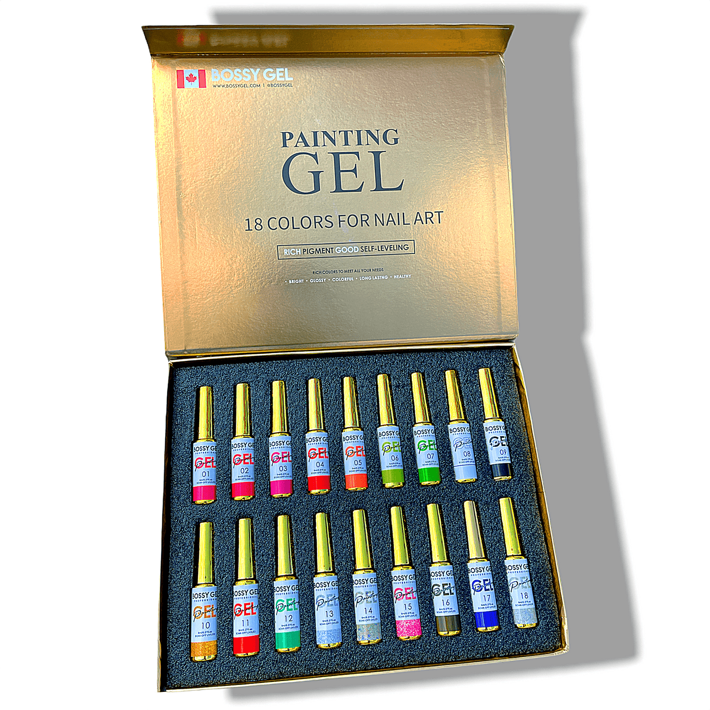 BOSSY Painting Gel Art Collection (Set of 18 Colors)