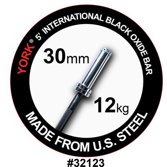 York Barbell 5' International Black Oxide Bar