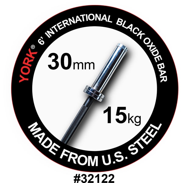 York Barbell 6' International Black Oxide Bar