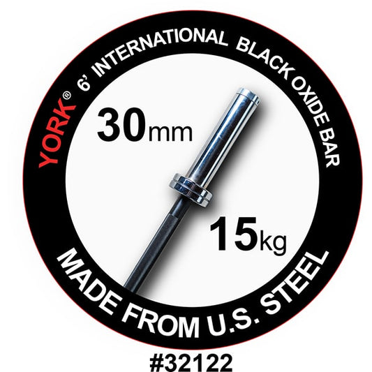 York Barbell 6' International Black Oxide Bar