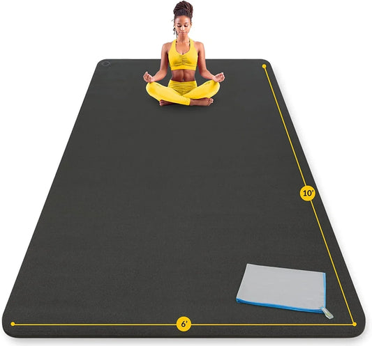 Activegear Extra Large Yoga Mat 10 X 6 Ft - 8Mm Extra Thick, Durable, Comfortable, Non-Slip & Odorless Premium Yoga and Pilates Mat for Home Gym