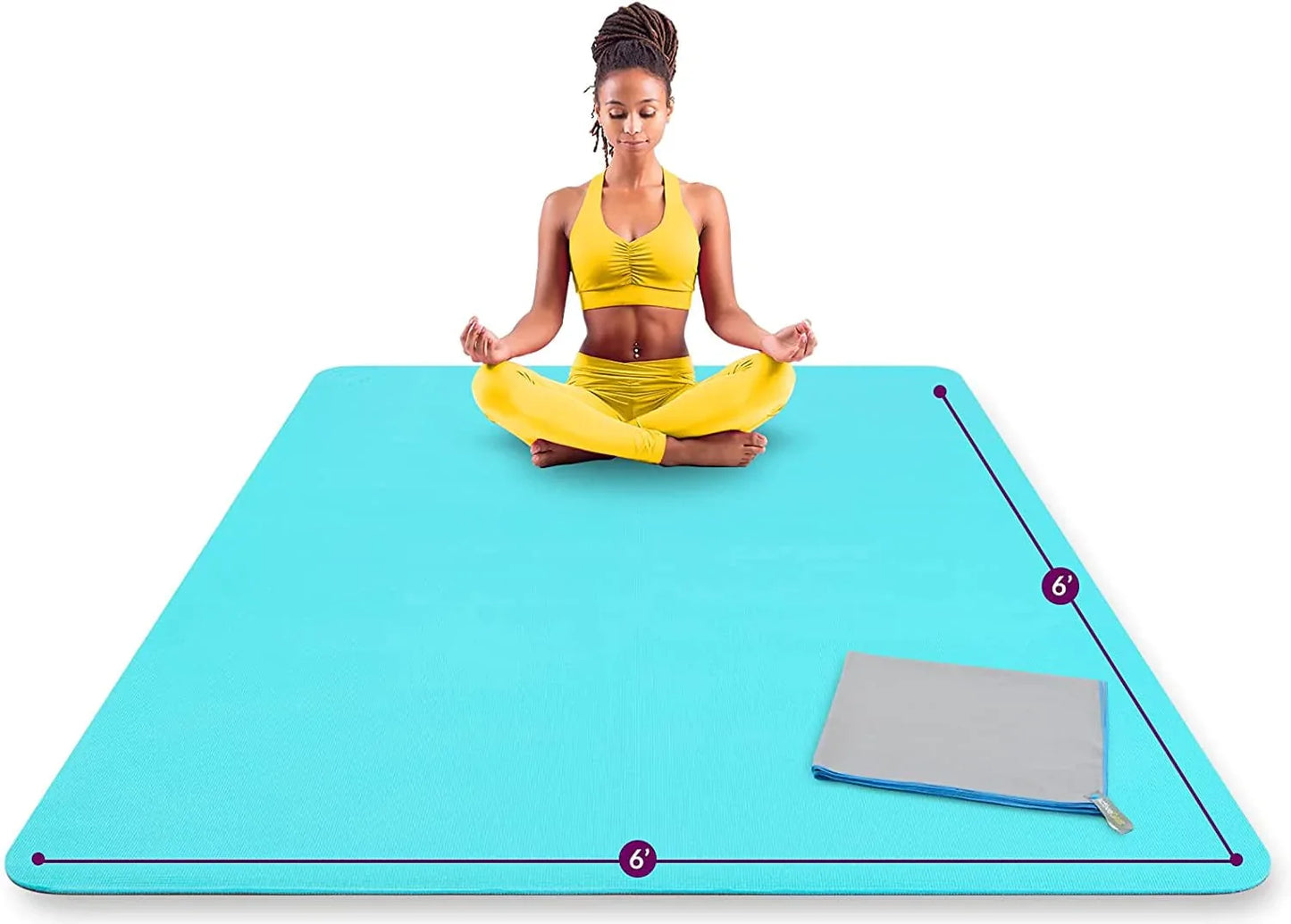 Activegear Large Yoga Mat 6 X 6 Ft - 8Mm Extra Thick, Durable, Comfortable, Non-Slip & Odorless Premium Square Yoga and Pilates Mat for Home Gym