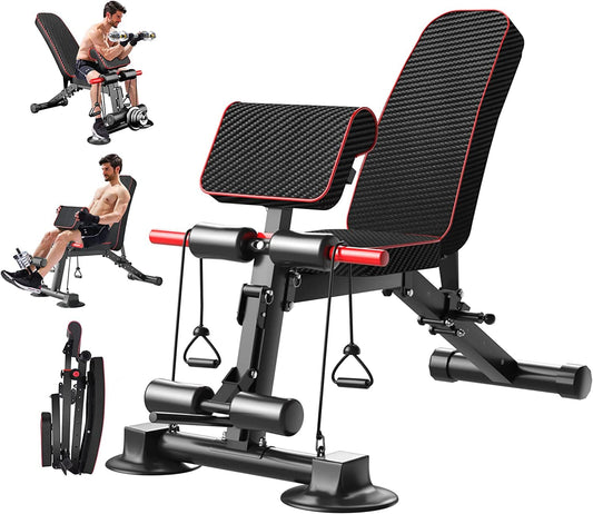 Adjustable Weight Bench Multi-Function Workout Bench for Home Gym,Foldable Incline Decline Benches for Full Body Workout 330LBS