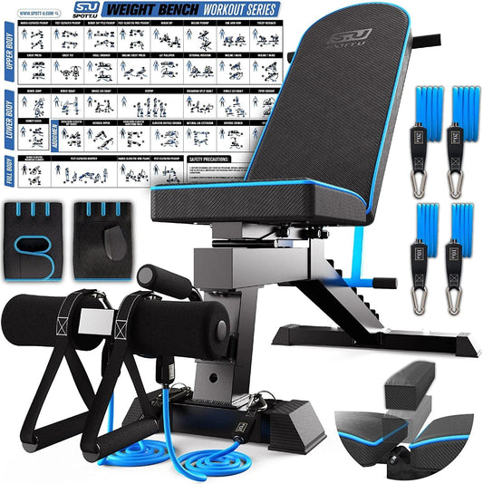 Adjustable Weight Bench Workout Bench Press Resists 1000 Lbs - 96 Positions - Strength Training Benches - Foldable Workout Bench Adjustable - Foldable Weight Bench Adjustable Bench - Exercise Bench Incline Decline Bench - Gym Bench for Home