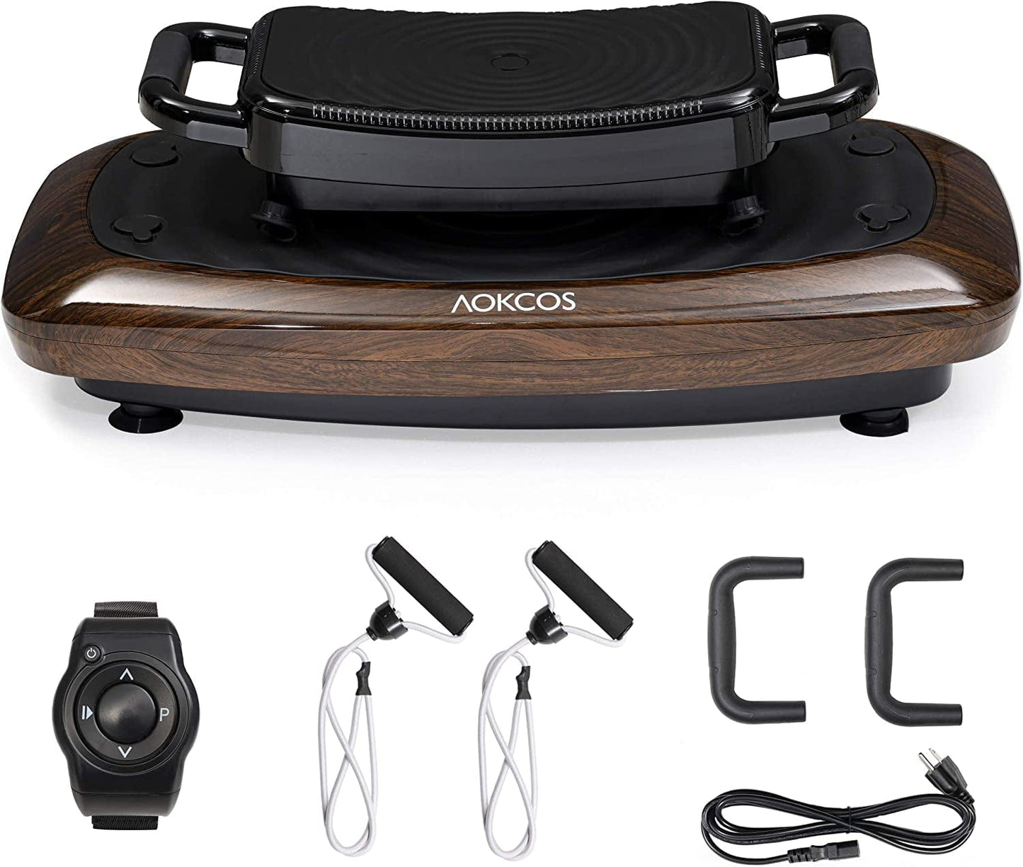 AOKCOS Vibration Plate Exercise Machine, Full Body Workout Fitness Platform with Loop Bands, Motor Oscillation for Weight Loss, Home Training&Shaping, VP830001PB