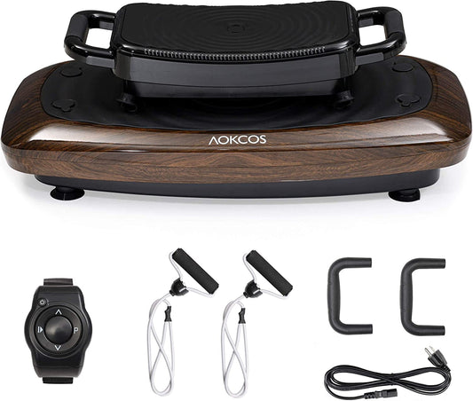 AOKCOS Vibration Plate Exercise Machine, Full Body Workout Fitness Platform with Loop Bands, Motor Oscillation for Weight Loss, Home Training&Shaping, VP830001PB