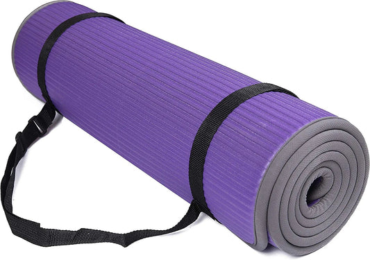Balancefrom All-Purpose 2/5-Inch (10Mm) Extra Thick High Density Anti-Slip Exercise Pilates Yoga Mat with Carrying Strap