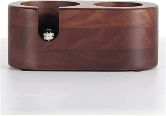 Barista Coffee Filter Tamper Holder Walnut Wood Espresso Distributor Mat Stand Cafe Maker Support Base Rack Coffee Accessories (Color : 2 Holes 58Mm)
