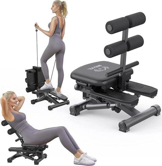 BESVIL Stair Stepper for Exercise with Resistance Bands,Ab Workout Machine for Home Gym