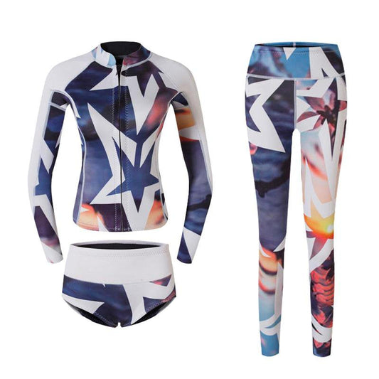 3Pcs/Set Women Wetsuit Snorkeling Diving Suit Surfing Lady Shorts Jacket S