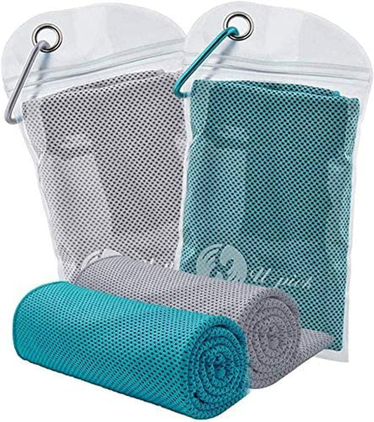 Cooling Towels 2Pack for Sports,Workout,Fitness,Gym,Yoga,Pilates,Travel,Camping & More,Chilly Towel for Instant Cooling Relief 100% Microfiber and Soft