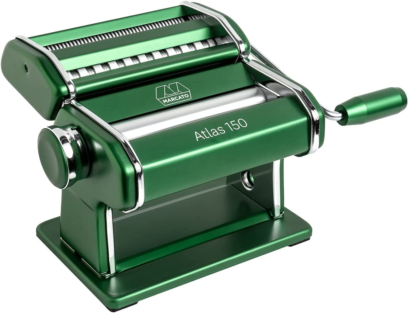MARCATO Atlas 150 Machine, Made in Italy, Red, Includes Pasta Cutter, Hand Crank, and Instructions
