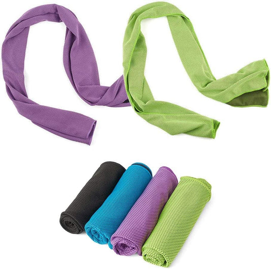 DARUNAXY 4 Pack Evaporative Cooling Towels 40"X12", Snap Cooling Towels for Sports, Workout, Fitness, Gym, Yoga, Pilates, Travel, Camping and More (Mix Color)