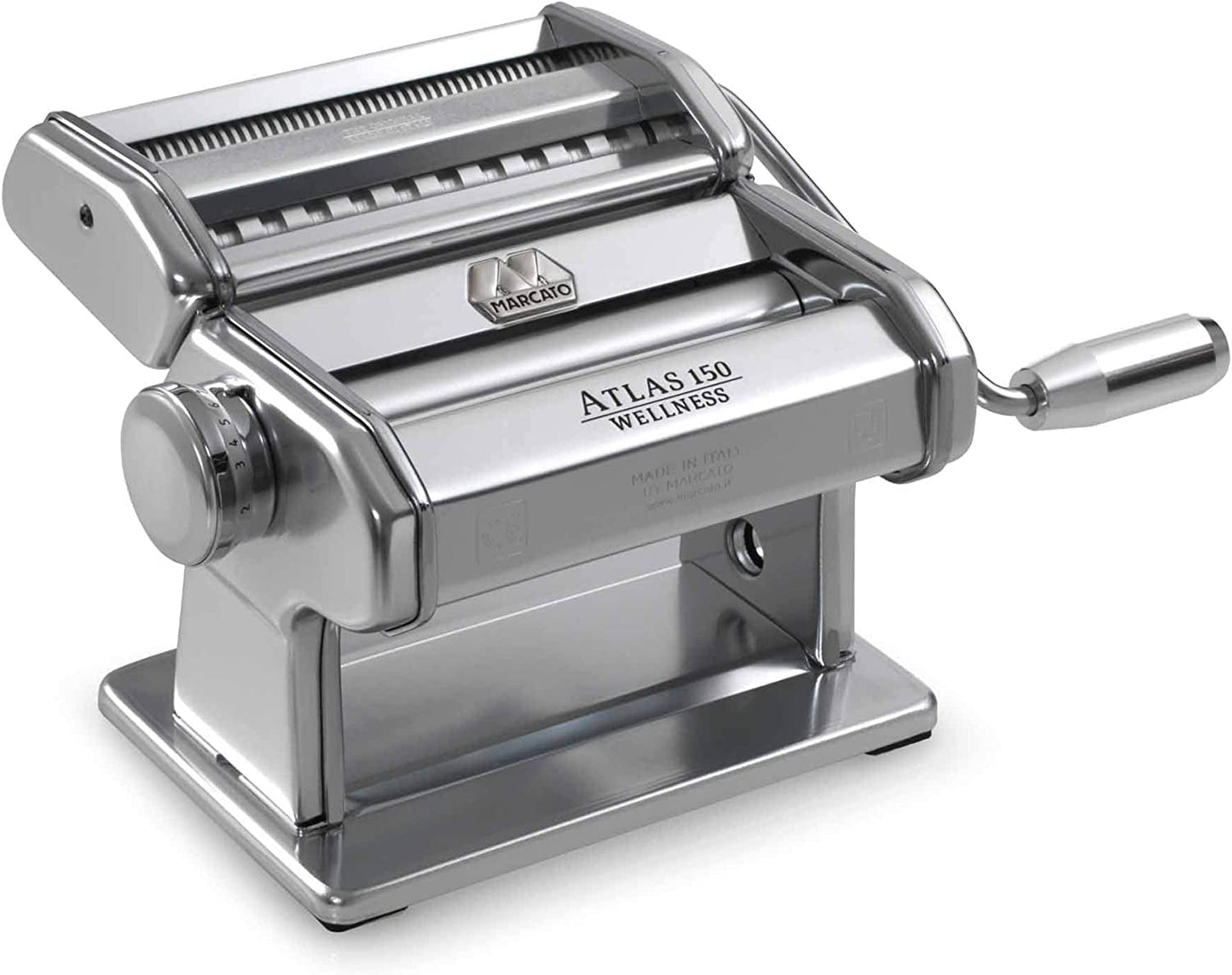MARCATO Atlas 150 Machine, Made in Italy, Red, Includes Pasta Cutter, Hand Crank, and Instructions
