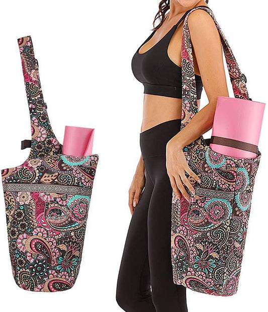 Mookis Yoga Mat Bag | Adjustable Shoulder Strap | Fixed Buckle | Large Size Pocket and Zipper Pocket | Multipurpose and Beautiful Bag