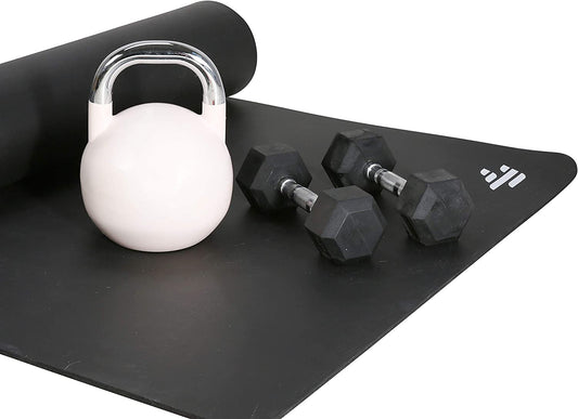 Finer Form Over-Sized Exercise Equipment Floor Mat for Weight Benches, Treadmill, Exercise Bikes, Elliptical, HIIT, Yoga and Cardio in Your Home Gym - Exercise Mats Work on Both Floor and Carpet