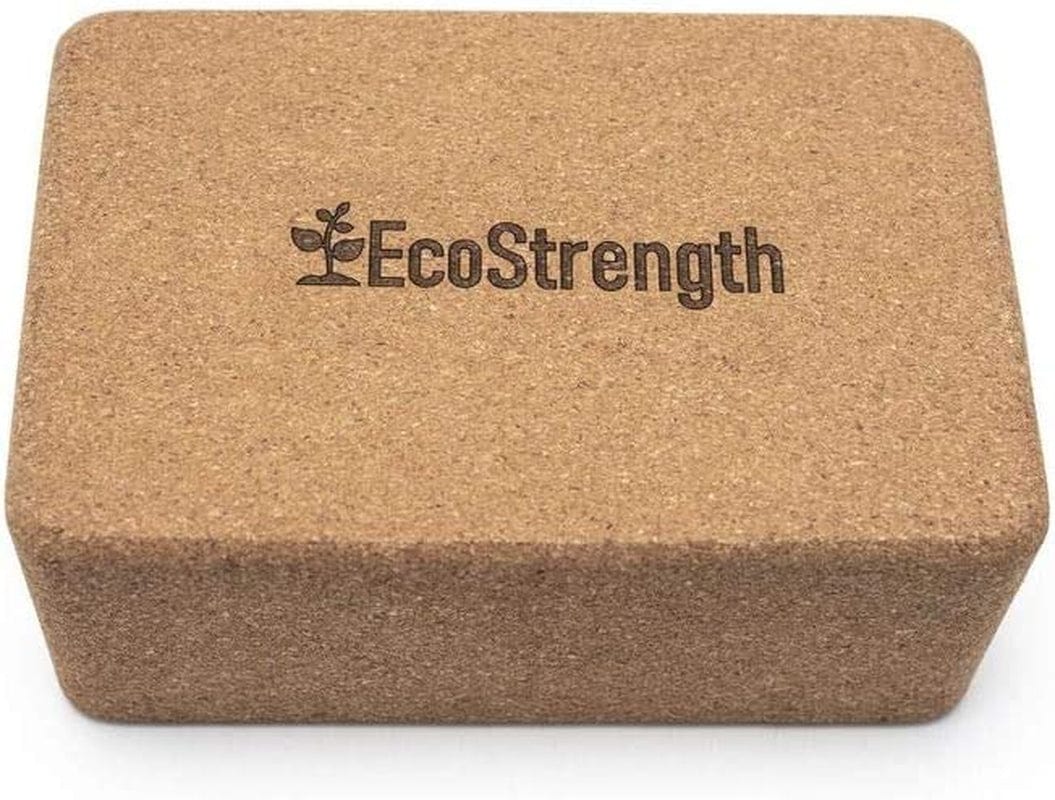 Ecostrength Recycled Cork Yoga Block, Sustainable, Eco-Friendly, Non-Slip, Muscle Support Blocks, Non-Toxic, All-Natural, Premium Cork, Anti-Microbial - 9" X 6" X 3" (Set of 2)