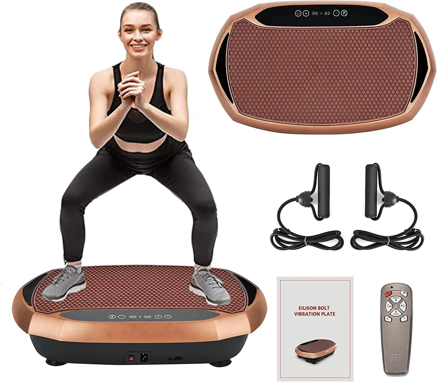 EILISON Fitmax 3D XL Vibration Plate Exercise Machine - Whole Body Workout Vibration Fitness Platform W/Loop Bands - Home Training Equipment for Recovery, Wellness, Weight Loss